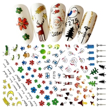 5 peças/lote decorações da arte do prego do natal adesivo decalques beleza manicure unhas accessoires suprimentos ferramenta F271-75 2024 - compre barato