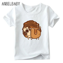 Baby Boys and Girls Cartoon Pug Dog Pancakes Food Print T shirt Kids Funny T-shirt Children Summer White Tops,ooo2161 2024 - buy cheap