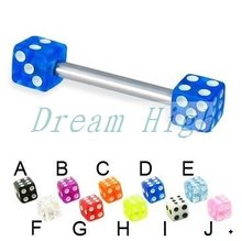 New Arrival Dice Barbell Tongue Ring Tongue Piercing Fashion Jewelry100pcs/lot Free Shipping 14G 2023 - buy cheap