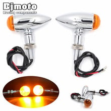 BJMOTO Chrome Plated Bullet Metal Motorcycle Turn Signal Indicator Flasher For Harley Bobber Chopper Mini Sportster Pilot Lamp 2024 - buy cheap