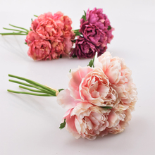 Artificial Flower Hydrangea 5 Heads Peony Bridal Bouquet Silk Flower For wedding Valentine's Day Party home DIY Decoration 2024 - buy cheap