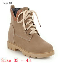 Spring Autumn Women Ankle Boots Booties Wedge Height Increasing Woman Short Boots botas Small Plus Size 33 - 40 41 42 43 2024 - buy cheap