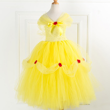 Beleza Besta Belle Princesa Vestido Tutu Crianças Da Menina Fantasia Vestido de Festa Amarelo Halloween Natal Cosplay Trajes Vestido de Tule Menina 2024 - compre barato