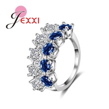 New Brand Elegant Rhinestone 925 Sterling Silver Wedding Rings For Women Fashion Bridal Engagement Finger Ring Jewelry 2024 - buy cheap
