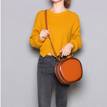 2021 New Women Genuine Leather Handbags Female Shoulder Bag Diagonal Messenger Round Bag Package Slung Retro 2024 - buy cheap