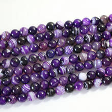 Natural Purple Striped carnelian Stone onyx agat 6mm 8mm 10mm 12mm Round Loose Beads DIY Jewelry Making Findings 15inch GE4033 2024 - buy cheap