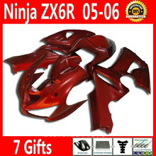 Nova moto quente peças kit carenagem para kawasaki ninja zx6r 05 06 vinho vermelho carenagens definir zx6r 2005 2006 ky44 2024 - compre barato