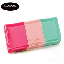 Hot Sale Fashion Women Wallet PU Leather Patchwork Candy Color Purse Coin Purses ID Card Holders Women Notecase Hasp Long Purses 2024 - buy cheap