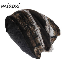 Miaoxi-gorro cálido de estilo Hip Hop para mujer, Gorros florales, bufanda de Cachemira Lisa para adulto, Gorros suaves de marca informal, Invierno 2024 - compra barato