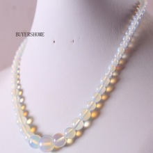 Round Beads Pendant Necklace Natural Stone White Opal Necklace for Women E017 2024 - buy cheap