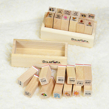 12 pcs/set DIY Cute Cartoon Fashion Wood STAMPTOPIA Stamps for Diary Scrapbooking Decoration wooden seal Free shipping 2024 - buy cheap