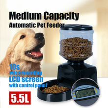Alimentador automático para mascotas, dispositivo con grabación de mensajes de voz, pantalla LCD, 5.5L, para perros, gatos y Perro inteligente 2024 - compra barato