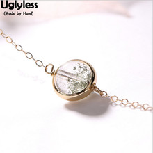 Uglyless-Pulseras de cadena de plata de ley 100% 925 auténtica para mujer, 1 juego = 2 piezas, joyería fina, pulsera de cuentas de apatita Natural 2024 - compra barato