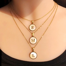 Name Alphabet Initial Letter Pendants Necklace round Natural White Shell Gold Color A-Z 26 Letters Chain Necklaces Women Jewelry 2024 - buy cheap