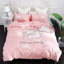 Cute Unicorn Bedding Set Embroidery Duvet Cover Sets Soft Bed Linen Flat Bed Sheet Set Pillowcase 4PCS twin queen king bed cover 2024 - buy cheap