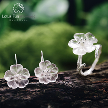 Lotus diversão momento real 925 prata esterlina natural cristal moda jóias flor na chuva conjunto de jóias para as mulheres bijoux feminino 2024 - compre barato