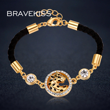 Bravekiss pulseira feminina de cristal leopardo, bracelete de corda preta, pulseira fashion bub0064 2024 - compre barato