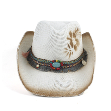 Chapéu de vaqueiro ocidental, moda feminina 2019, jazz, jazz, feminino, palha, tamanhos 56-58cm 2024 - compre barato