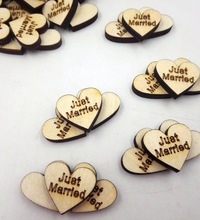 50pcs Just Married Wooden Hearts Scrapbooking Embellishments Crafts for Birthday Wedding Party Decoration 2024 - buy cheap