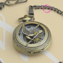 fashion lady women girl vintage wholesale hunger games pocket watch bird hour watches Coupon for wholesale price good quality 2024 - купить недорого