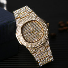 Luxury Men Diamond Watch Fashion Automatic Date Quartz Watch Men Stainless Steel Hip Hop Men Watches Top Brand Luxury clock 2024 - buy cheap
