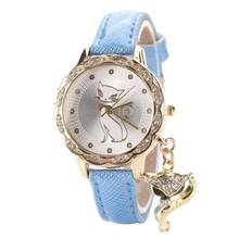 Timezone #301 Fashion Women's Watch Luxury Diamond cat Analog Leather Quartz Wrist Watches 2024 - buy cheap