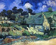 art Oil paintings Houses with Thatched Roofs Cordeville Vincent Van Gogh reproduction Handmade High quality 2024 - buy cheap