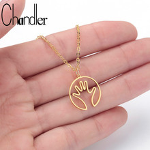 Chandler Stainless Steel Creative Geometric Palm Shape Necklace For Women Hollow Out Clavicle Link Chain Boho Personality Colier 2024 - buy cheap