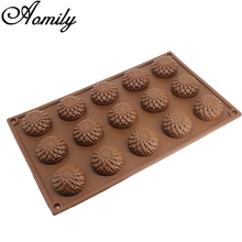 Aomily 15 отверстий 3D Хризантема и Подсолнух в форме силиконового мыла конфетная помадка шоколадная кухонная форма силиконовая форма печенья для торта 2024 - купить недорого