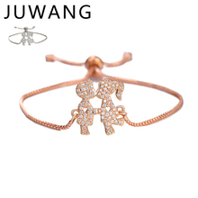 JUWANG Fashion Copper Chain Bracelets Jewelry Cubic Zirconia Lucky Boy Girl Kiss Adjustable Charm Bracelet For Birthday Gift 2024 - buy cheap