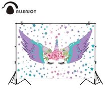 Allenjoy for the photo backdrop children colorful twinkle stars purple wings unicorn dreamy decor photographic background 2024 - buy cheap