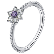 Hainon-anillo pequeño de Color plateado para mujer, sortija con flor de pedrería CZ blanca y púrpura, regalo de joyería, tamaño 6, 7, 8, 9 y 10 2024 - compra barato