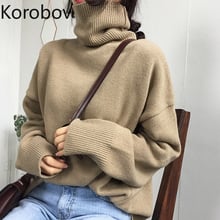 Korobov Winter Women Sweaters Streetwear Loose Turtleneck Long Sleeve Pullovers Female Korean Warm Chic Christmas Sweater 78633 2024 - buy cheap