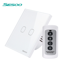 SESOO Smart Touch Switch 2 Gang 1 Way SY2-02 Remote Control Switches Waterproof  Glass Panel Sensitive Touch Wall Switch 2024 - buy cheap