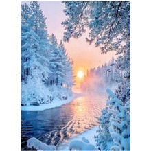 3D Rubik Diamond Painting,Snow scene,sunrise,Cross Stitch Square Full Mosaic Needlework Diamond Embroidery Sale Home Decoration 2024 - buy cheap