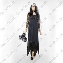 Vestido cosplay feminino fantasma de vampiro, fantasia longa para festa de halloween e carnaval 2024 - compre barato