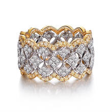 Size 5-10 Stunning Luxury Jewelry 925 Sterling Silver&Gold Fill Pave White Sapphire CZ Diamond Women Wedding Bridal Ring Gift 2024 - buy cheap