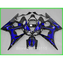 ABS fairings set for YAMAHA YZF R6 03 04 05 blue flames in black R6 2003 2004 2005 popular full fairing kit 1478 2024 - buy cheap