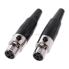 Conector de microfone de áudio para solda, mini xlr 3 e 4 pinos, conector fêmea de alta qualidade, 1 peça 2024 - compre barato