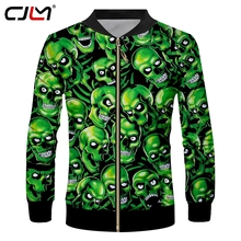 CJLM-Chaqueta de poliéster con cremallera para hombre, abrigo con cremallera de calaveras verdes, Hip Hop, estampado 3D, estilo chino Punk Rock, envío gratis 2024 - compra barato