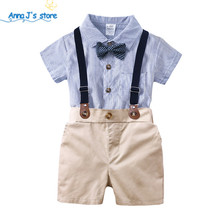 New Arrival Summer Baby Boys Clothing Set Bow Tie rompers + Suspenders Short Pants Gentleman 2Pcs Outfit baby boys Suit TZ660 2024 - buy cheap