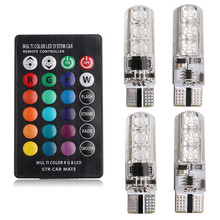 4Pcs T10 6SMD 5050 RGB Low Temperature Consumption High Power Colorful Auto Car Lights LED Bulbs w/ Remote Control#269513 2024 - buy cheap