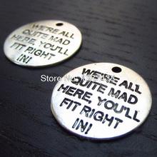 8pcs Alice In Wonderland Charms silver tone Mad Hatter Quote Pendants  20mm 2024 - buy cheap