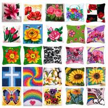 flowers Cushion Latch Hook Kit Pillow Mat DIY Craft Flower 42CM  42CM Cross Stitch Needlework Crocheting Cushion Embroidery 2024 - buy cheap