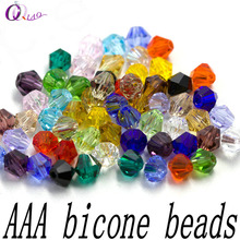 AAA quality 100pcs/pack 3-4mm crystal bicone beads spacer glass beads loose beads Bracelet Accessories for Jewelry making DIY 2024 - buy cheap