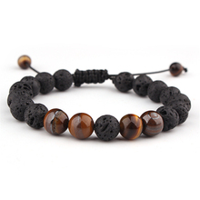 Adjustable Volcanic Lava Stone Essential Oil Diffuser Bracelets Bangle Healing Balance Yoga Wooden Beads Bracelet For Men Women 2024 - buy cheap