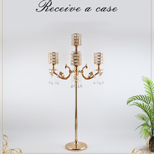 Candelabros dorados de 5 brazos de 43 "de altura, candelabro de Metal, para decoración del hogar, 4 unidades por lote 2024 - compra barato