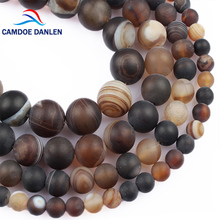 CAMDOE DANLEN Natural Stone Dull Polish Matte Coffee Stripe Agates Beads 6 8 10 12MM Diy Charms Spacer Beads For jewelry Making 2024 - buy cheap