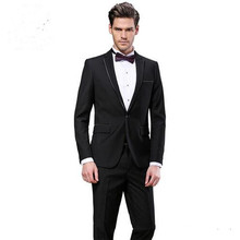 Black Slim Fit Men Suits Wedding Groom Wear Tuxedos Business Formal Wear 2 Pieces (Jacket+Pants) Bridegroom Sets Blazer terno 2024 - buy cheap