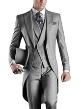 Traje con pantalones para hombre, esmoquin de solapa de muesca de 3 piezas, diseño clásico, chaleco de doble botonadura, padrino de Boda (Blazer + chaleco + Pantalones) 2024 - compra barato